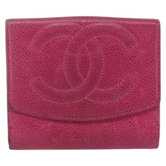 CHANEL Handbags - CHANEL Wallet Grained Calf Skin Pink Gold CC Auth 159752